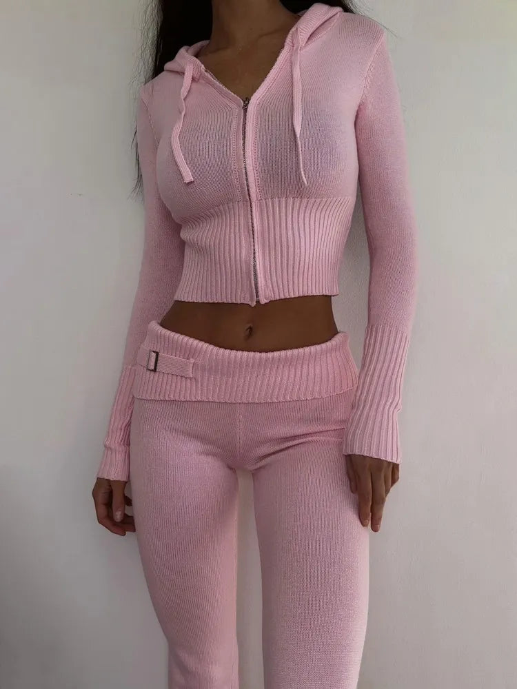 Knitted Flared Leggings Two Piece Set