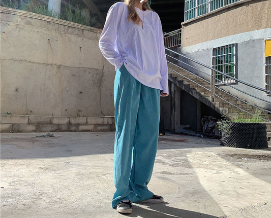 BLUE OVERSIZED CORDUROY PANTS