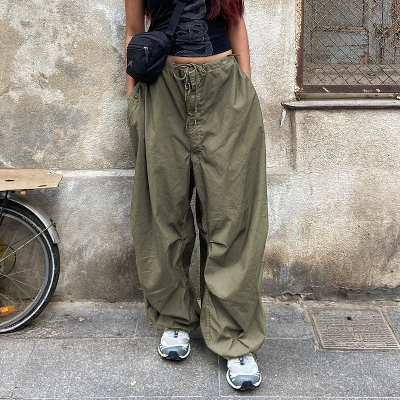 LOW RISE DRAWSTRING CARGO PANTS