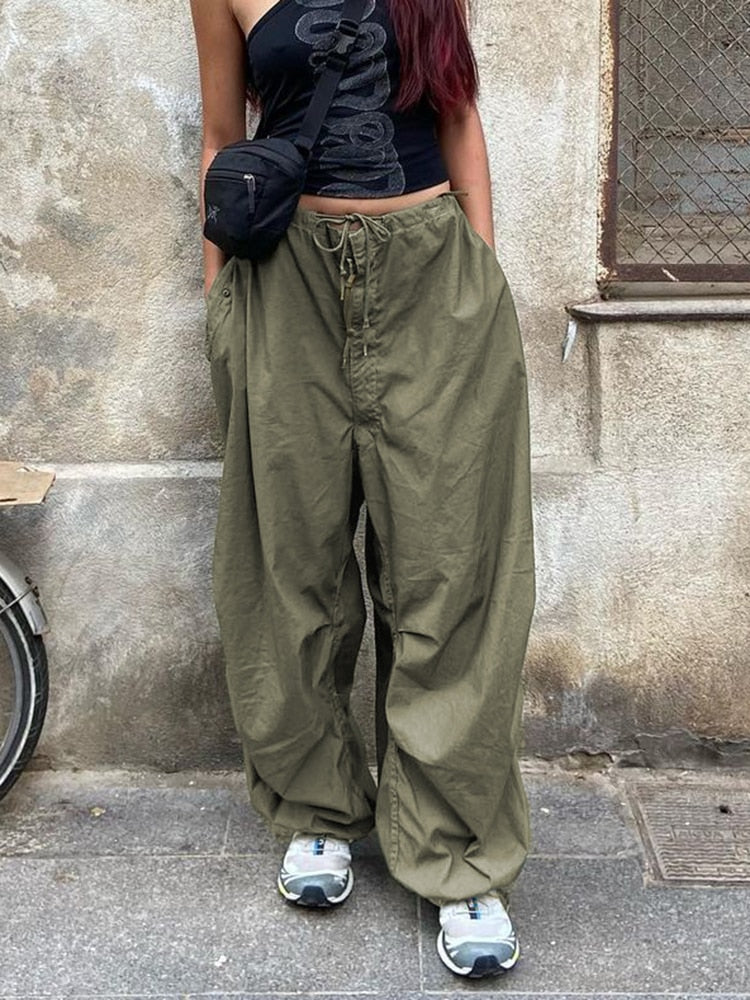 LOW RISE DRAWSTRING CARGO PANTS