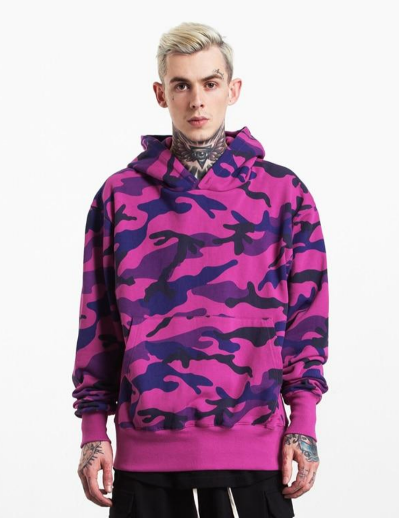 PLAIN VELVET CAMOUFLAGE HOODIE