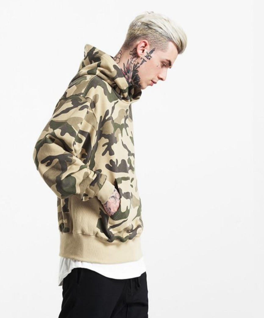 PLAIN VELVET CAMOUFLAGE HOODIE