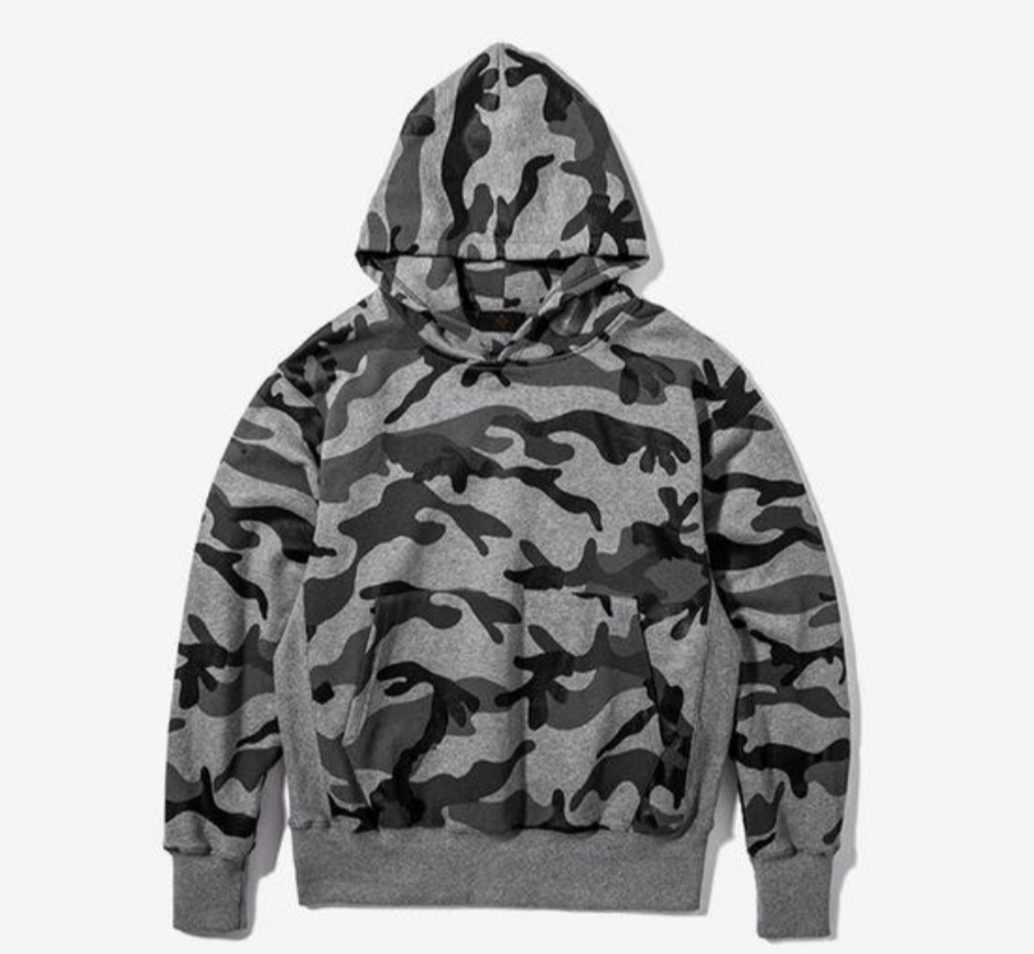 PLAIN VELVET CAMOUFLAGE HOODIE