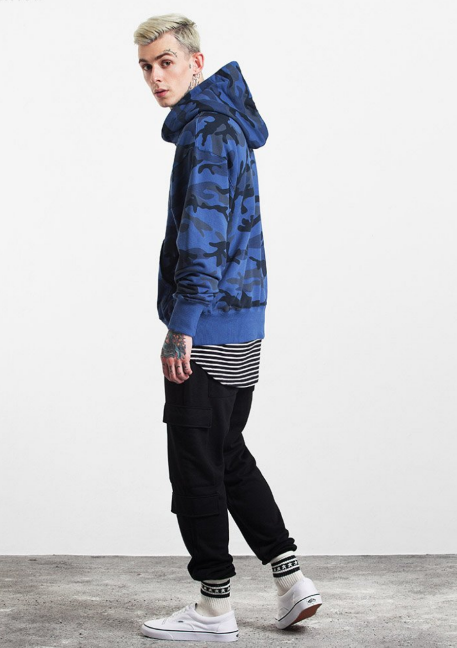 PLAIN VELVET CAMOUFLAGE HOODIE