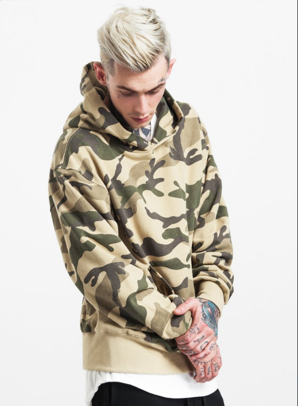 PLAIN VELVET CAMOUFLAGE HOODIE