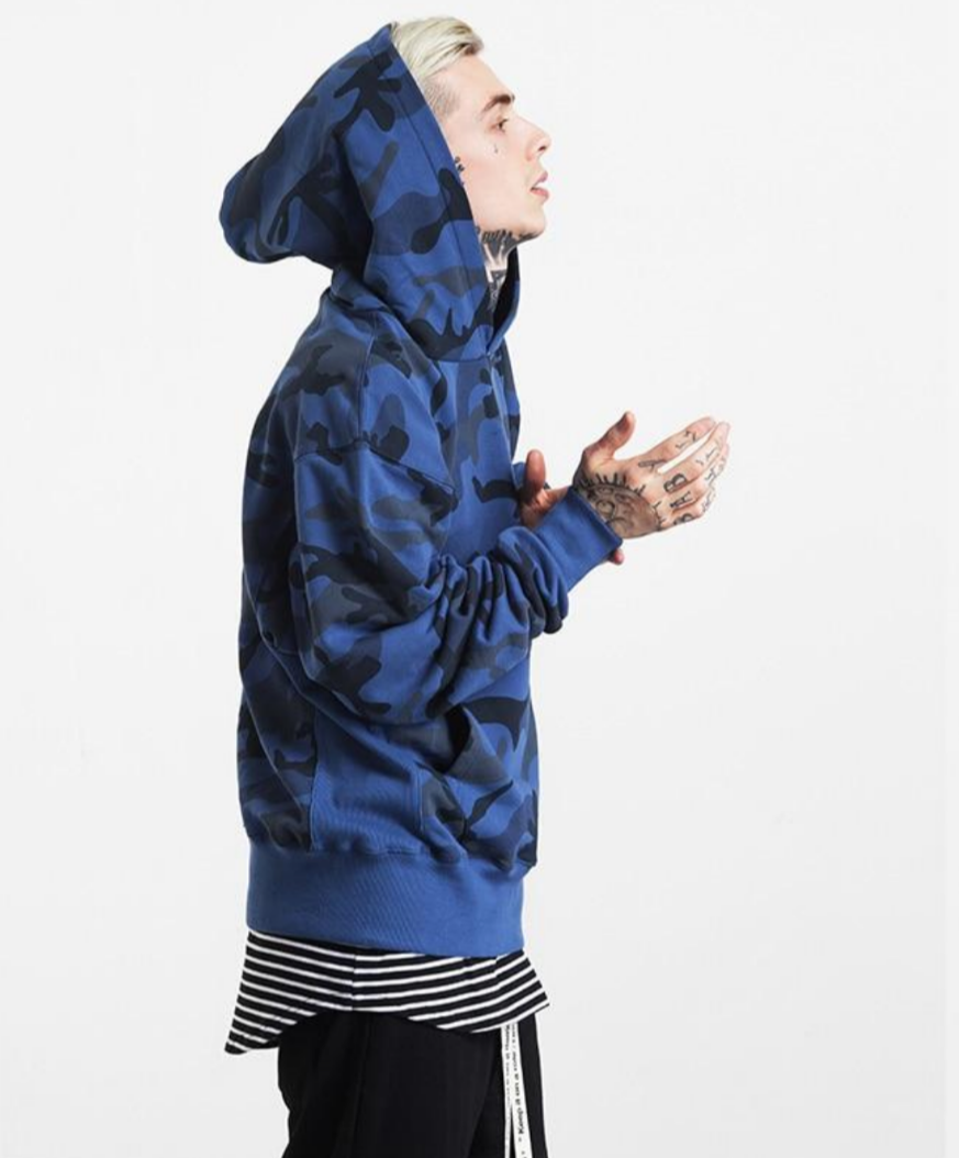 PLAIN VELVET CAMOUFLAGE HOODIE