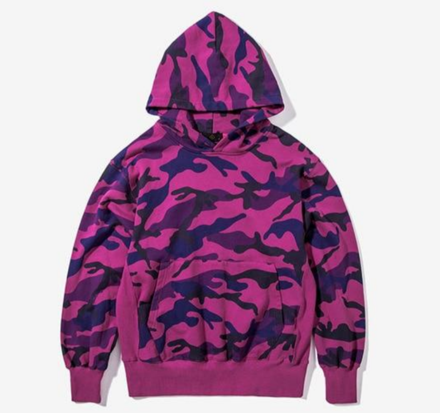 PLAIN VELVET CAMOUFLAGE HOODIE