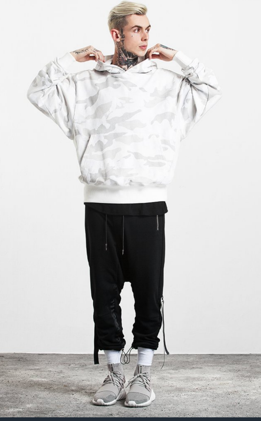 PLAIN VELVET CAMOUFLAGE HOODIE