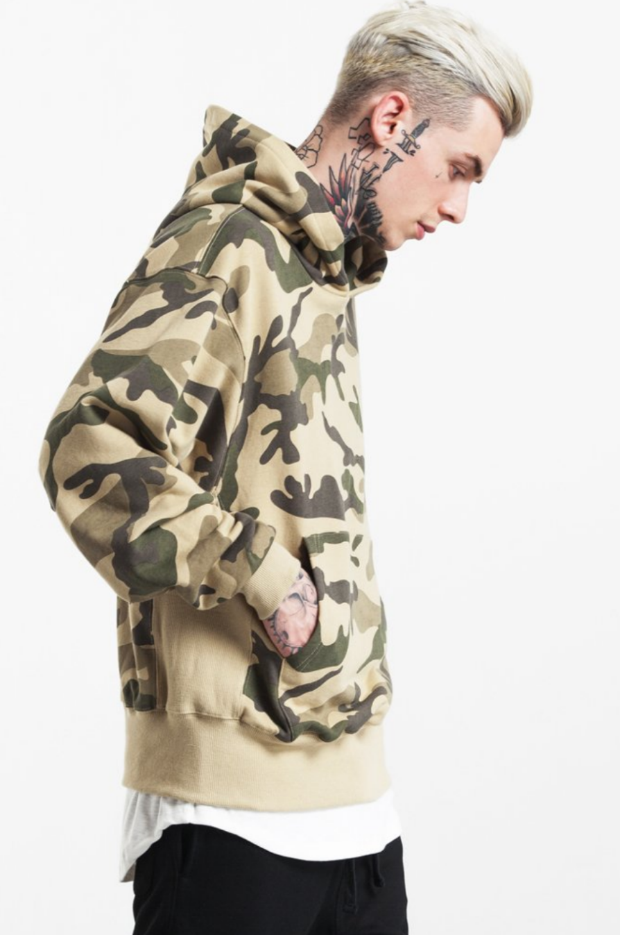 PLAIN VELVET CAMOUFLAGE HOODIE