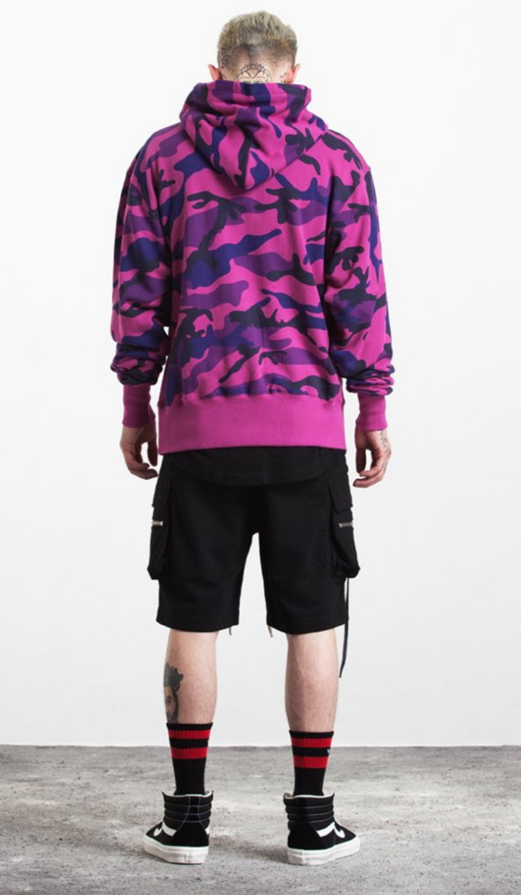 PLAIN VELVET CAMOUFLAGE HOODIE