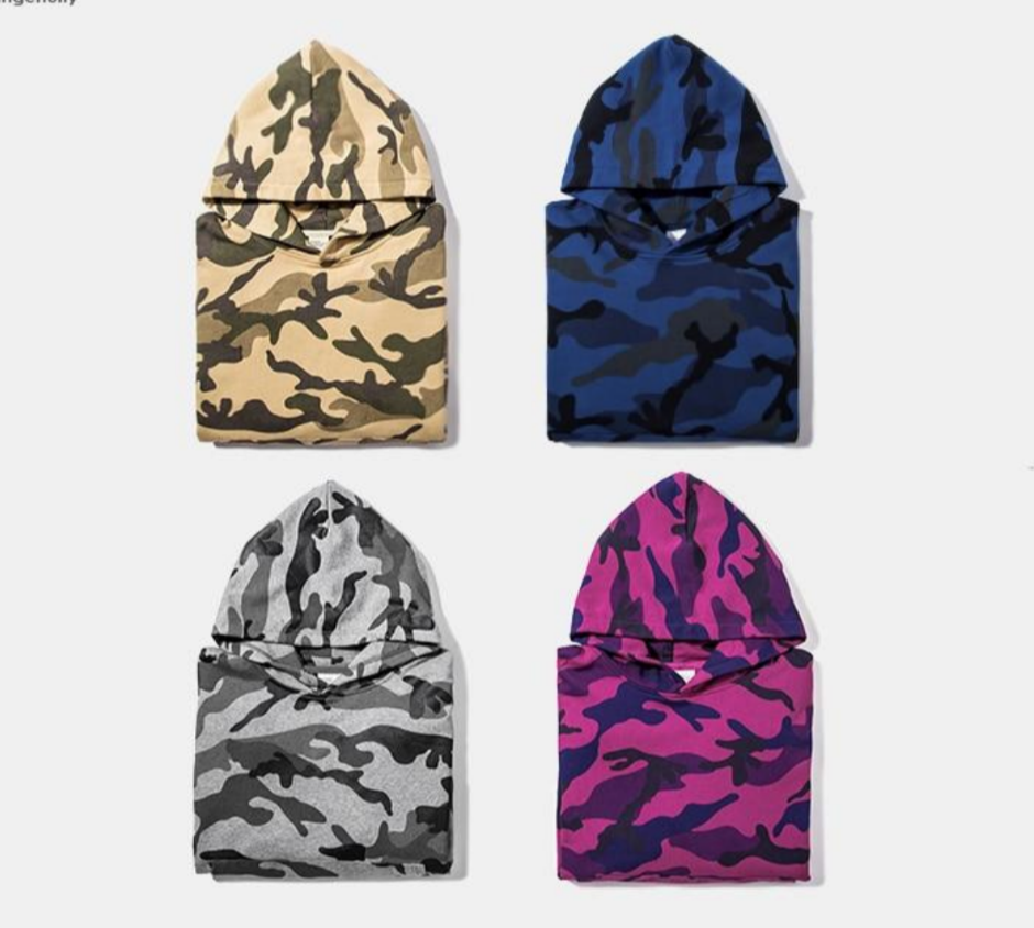 PLAIN VELVET CAMOUFLAGE HOODIE