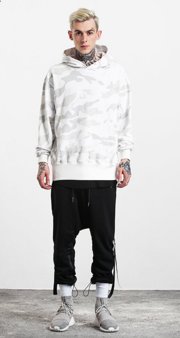 PLAIN VELVET CAMOUFLAGE HOODIE