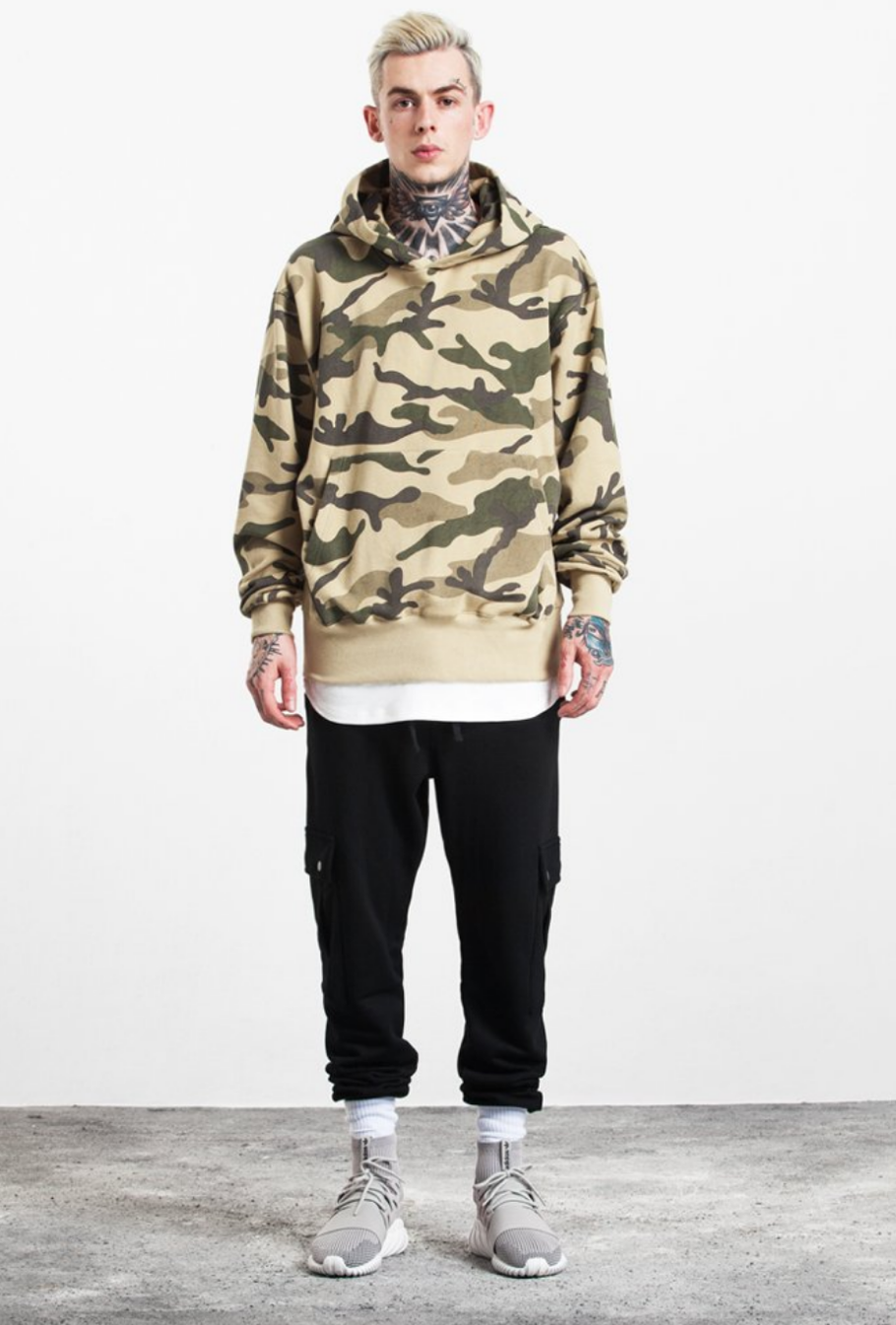 PLAIN VELVET CAMOUFLAGE HOODIE