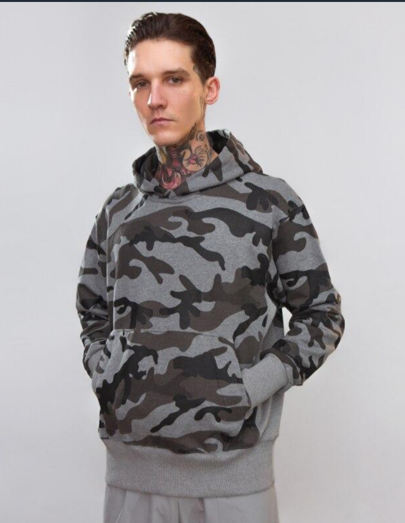 PLAIN VELVET CAMOUFLAGE HOODIE