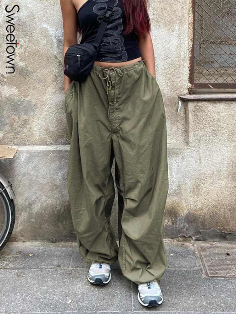 LOW RISE DRAWSTRING CARGO PANTS