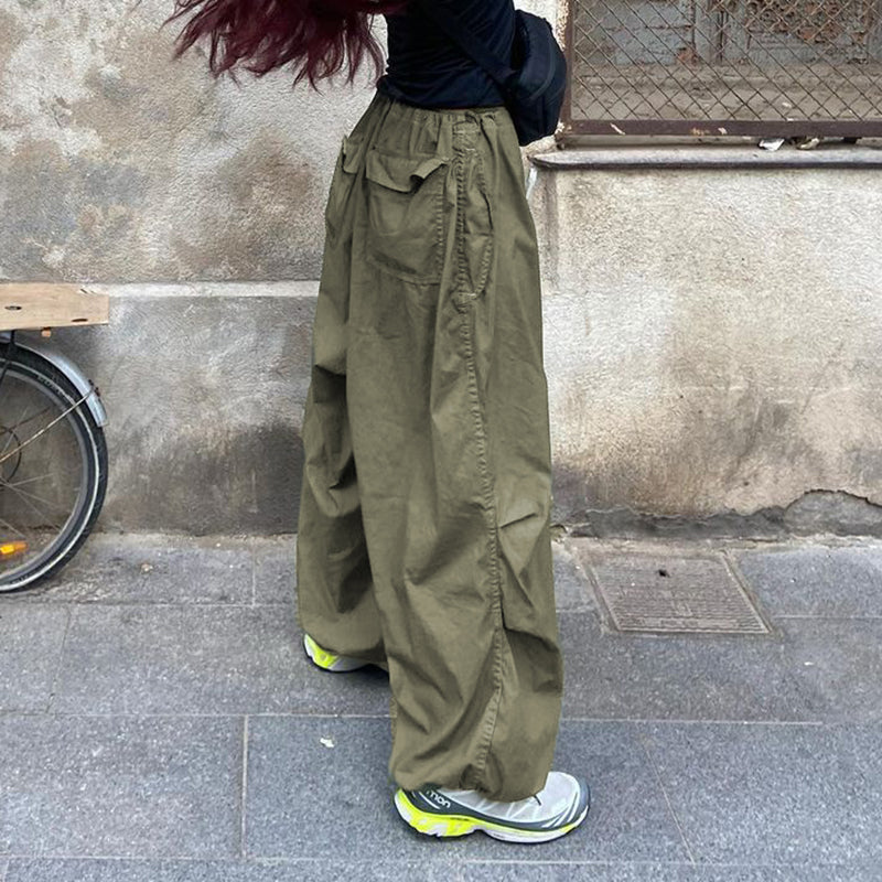 LOW RISE DRAWSTRING CARGO PANTS