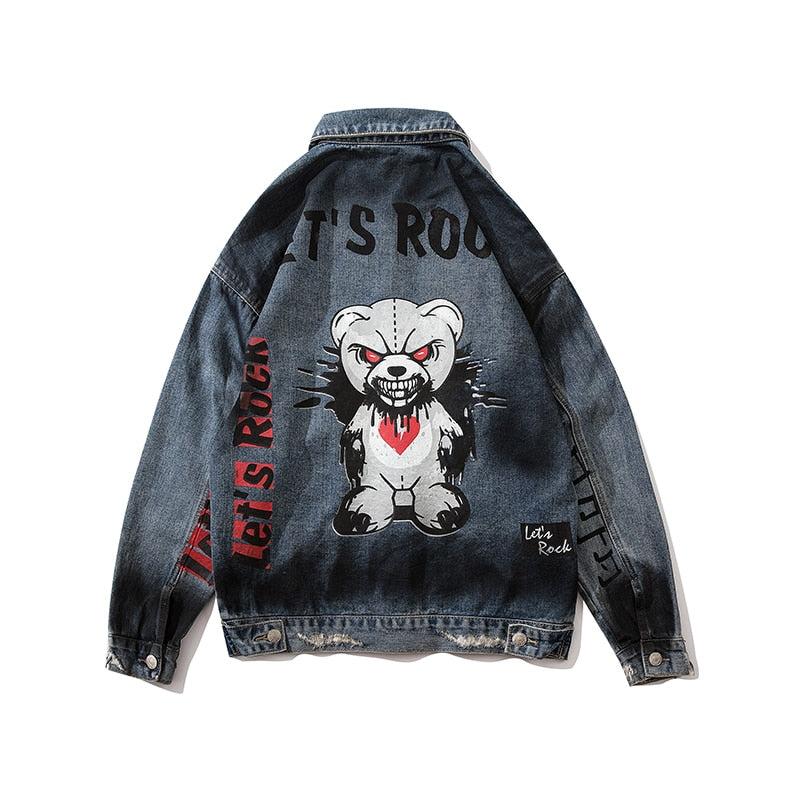 LET'S ROCK TEDDY BEAR DENIM JACKET