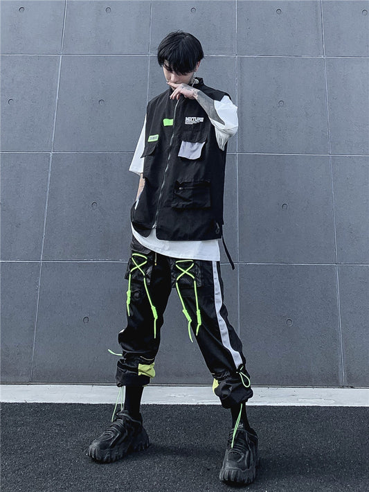 Black Baggy Drawstring Cargo Pants