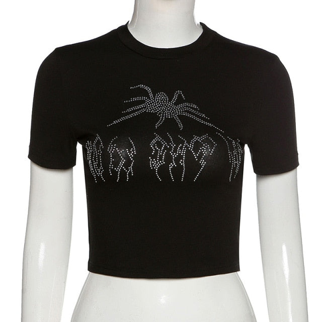 RHINESTONE SPIDER CROP TOP