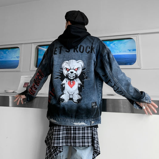 LET'S ROCK TEDDY BEAR DENIM JACKET