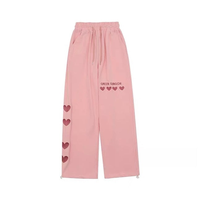 EMBROIDERED HEART SWEATPANTS