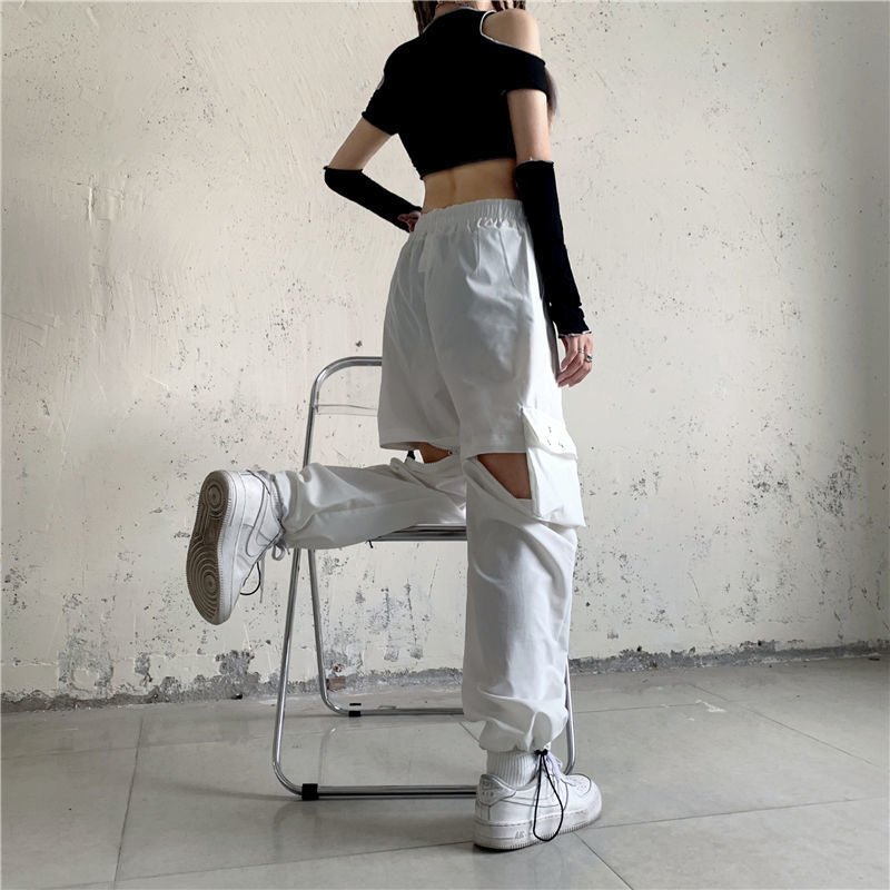 WOMEN'S WHITE DETACHABLE CARGO PANTS