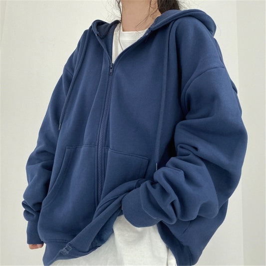 CASUAL OVERSIZED ZIP-UP HOODIE