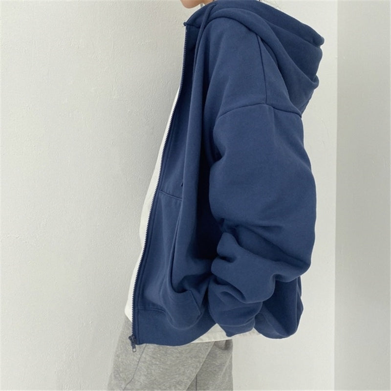 CASUAL OVERSIZED ZIP-UP HOODIE