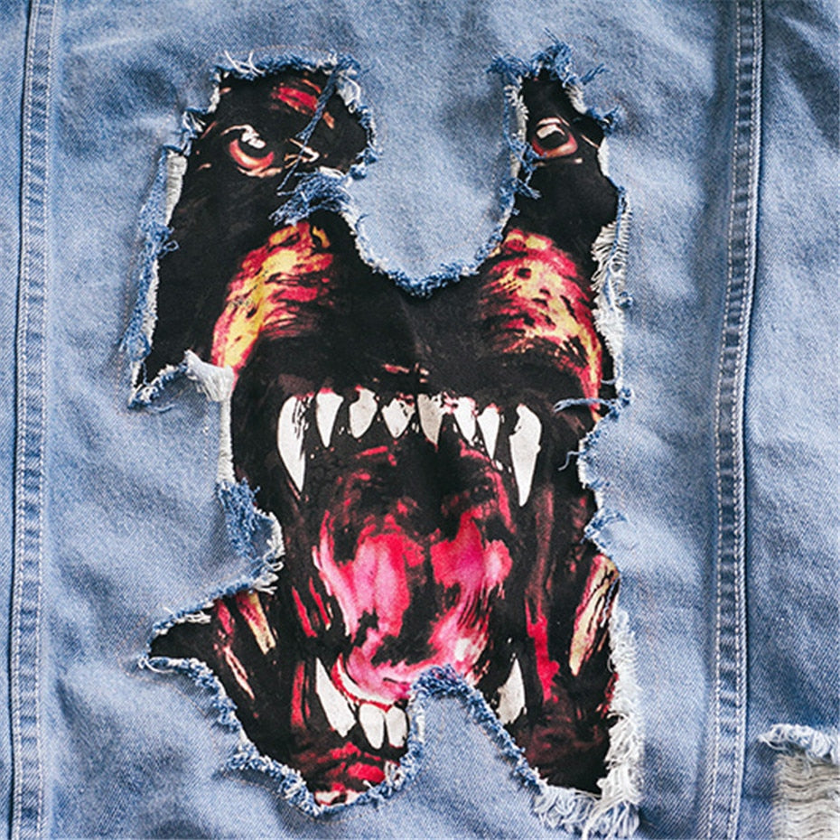 ANGRY DOG DENIM JACKET - dacultureclothing