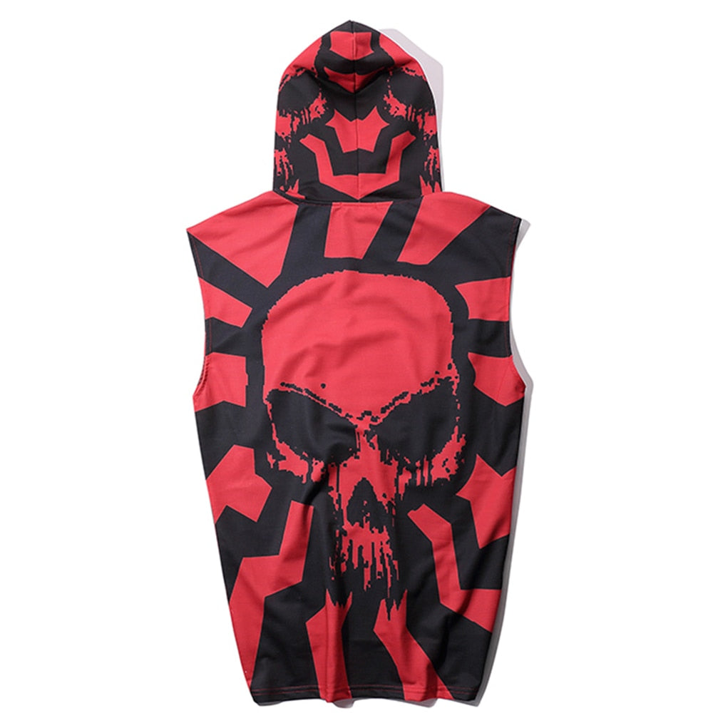 SKULL HOODED SLEEVELESS TOP