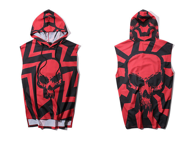 SKULL HOODED SLEEVELESS TOP