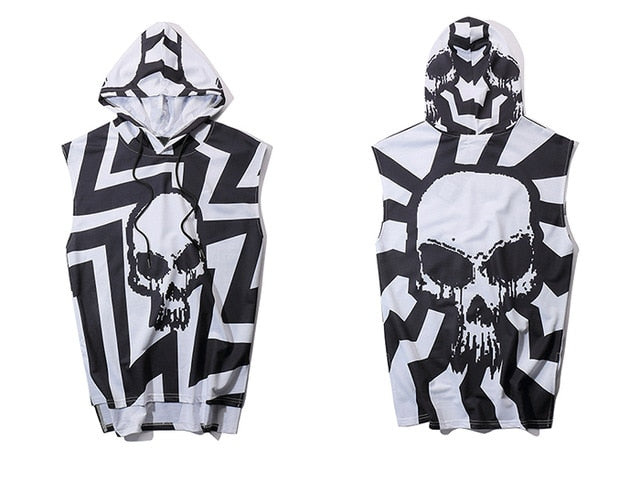 SKULL HOODED SLEEVELESS TOP